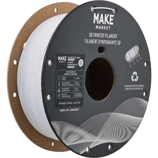 1.75mm White Marble PLA 3D Printer Filament, 2.2lb. by Make Market®